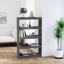 Standregal Bücherregal Raumteiler Holzregal Grau 80x30x135,5 Cm Massivholz Kiefe