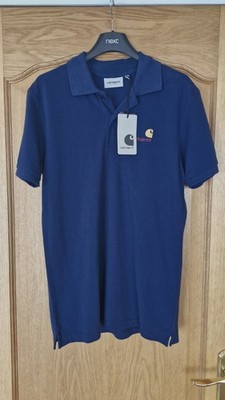 Carhartt WIP dunkelblaues Herren-Poloshirt ''Scribe Polo'' Größe Small neu mit Etikett 