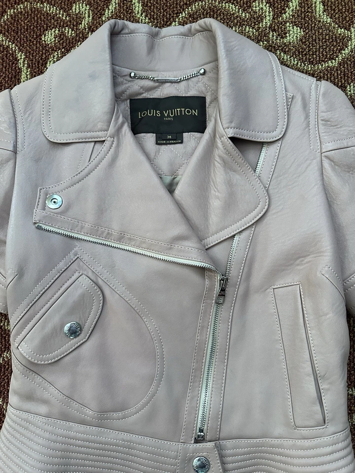 Louis Vuitton Dusty Pink Leather Short Sleeve Jacket Size 36 Womens Pre-Owned - Image 3 of 4