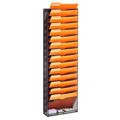 16-Pocket Mesh Wall File Rack, Steel, 16kg Capacity