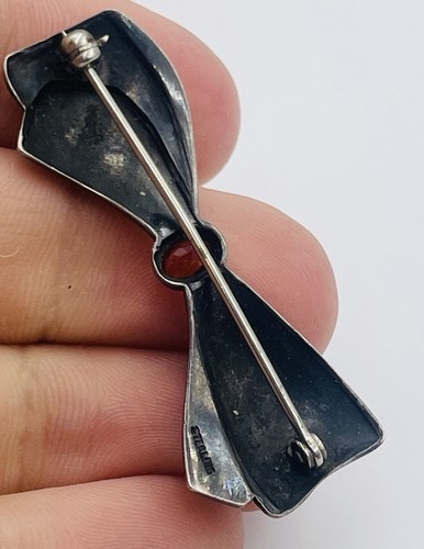Antique Sterling Silver Enamel Bow Tie Bracelet & Pin Set - Bild 4 von 8