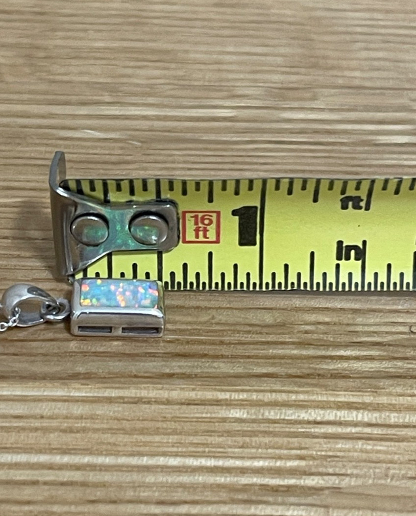 Iridescent White Opal Small Rectangular Pendant, … - image 10