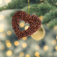 Coffee Beans Christmas Ornament, Drinking Coffee Xmas Ornament, Barista Ornament