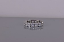 VN Sterling Silver 4mm Cushion Cut Cubic Zirconia Eternity Band Ring 925 Sz: 5