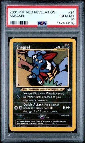 2001 POKEMON NEO REVELATION #24 SNEASEL PSA 10 LOW POP