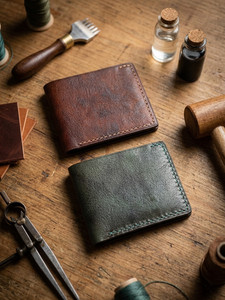 Handmade Full-Grain Leather Bifold Wallet | 6 Card Slots | Slim Mens Wallet