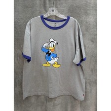 Disney Donald Duck Graphic TShirt XL Ringer Tee Retro Novelty Casual