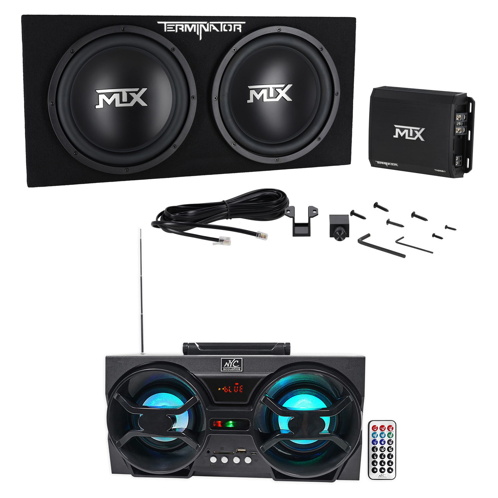 MTX Terminator TNP212D2 1200 Вт с двумя 12 сабвуферами коробкой усилителем в комплекте Бесплатная колонка 48890₽