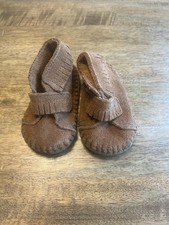 Minnetonka Brown Suede Leather Moccasins Toddler Kids Baby Infant Booties Size 2