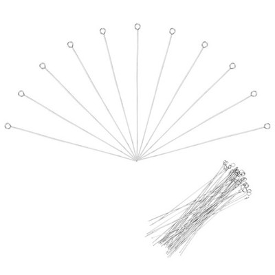 100pcs Stainless Steel Eye Pins 0.8mm/22 Gauge x 70mm Headpins Jewelry Findings