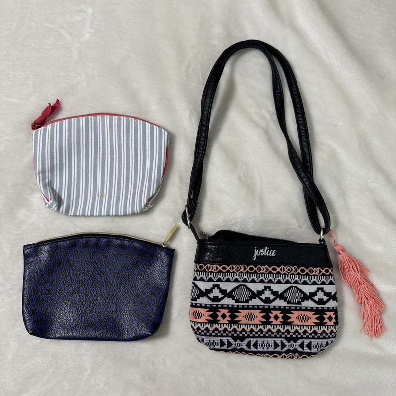 2 Bags Ipsy Glam Makeup Bag and Justice bag lot 