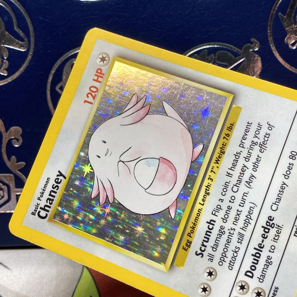 Pokémon TCG Chansey Base Set Holo Unlimited Rare Card 3/102 Vintage LP - Image 4 of 4