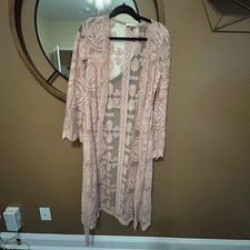 Sheer Embroidered Belted Boho Chic Flair Sleeves Whimsical Cardigan Kimono Lace