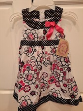 Sugah  Honey Girl's Sundress Size 5 Pink And Black Flowers NWT
