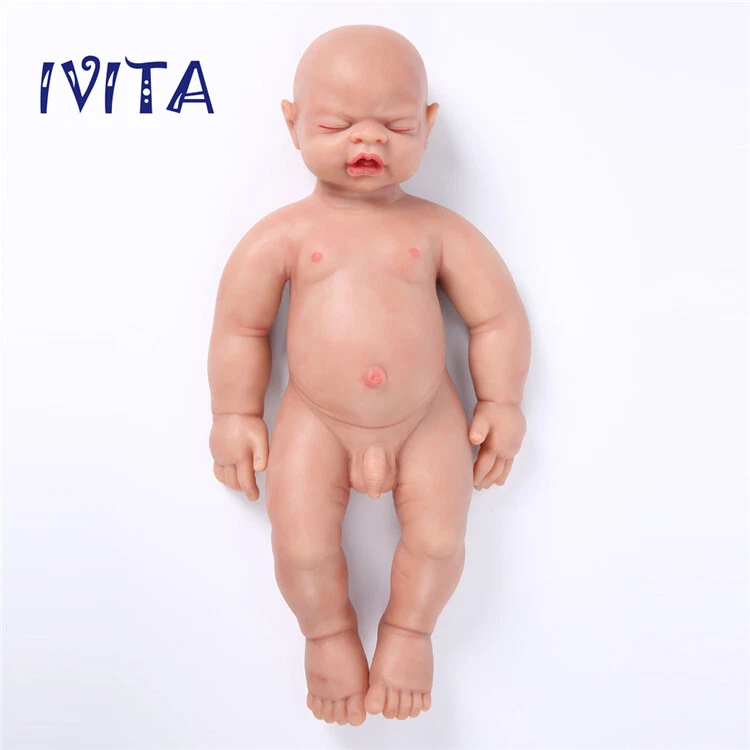IVITA 49cm Handgemachte Puppen Rebornpuppen Blau Augen Baby Junge Silikon Doll - Bild 4 von 4