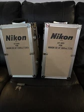 Nikon Ct 303 & 304 LENS TRUNK CASES (ONLY) FOR AF 300MM (D) 304 HAS KEYS  CLEAN!