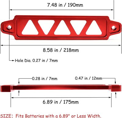 170MM/145MM RED BILLET ALUMINUM CAR BATTERY TIE DOWN MOUNT