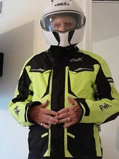 motorcycle jkt.  CE armor at shoulder,  elbows