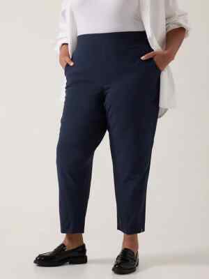 Athleta 18 (PLUS 1X) Brooklyn Mid Rise Ankle Pant, Navy Lightweight Summer Pants