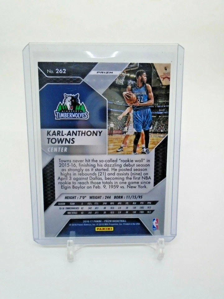 2016-17 PANINI PRIZM #262 KARL-ANTHONY TOWNS RUBY WAVE PRIZM - Image 2 of 2