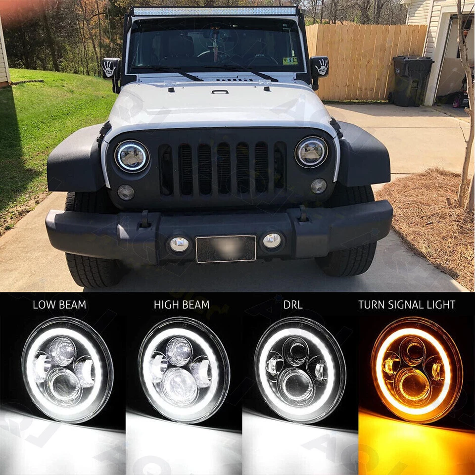 7'' LED Headlight Lamp Beam IP67 DRL Turn Signal Round for YAMAHA FZ6R FZ-07 FZ8 - Image 2 of 4