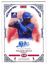 NAZIER MULE 2022 ONYX VINTAGE BASEBALL ON CARD AUTO BLUE INK 