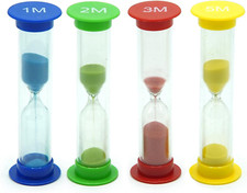 Sand Timer for Kids Set of 4 Small Colorful Multi Hour Glass Acrylic Covered C