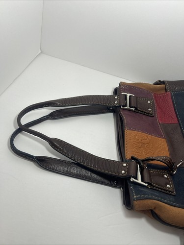 Fossil- Patchwork Hobo Bag Purse- Genuine Leather-Suede Shoulder Handbag - Picture 10 of 24
