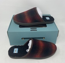 TOMS Harbor Slipper, Red Abstract Plaid, Men's 12, Free Shipping 