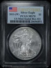 2011 (W) $1 American Silver Eagle $1 Silver PCGS MS 70 (BU) First Strike ASE