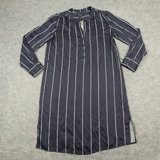 Tahari Dress Womens 6 Blue Long Sleeve Shirt Vertical Stripes Lightweight ASL VT