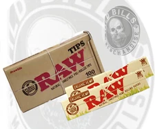 RAW Rolling Papers King Size (2 Packs) Raw PRE-Rolled Tips (100 Tips) 