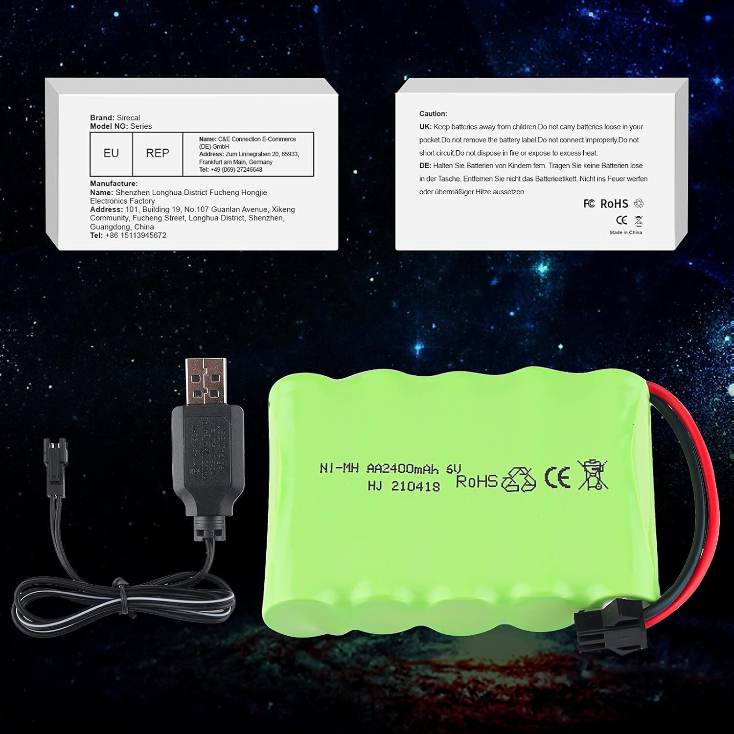 4PCS 6V 2400mAh Ni-MH Battery Pack with USB Charger Cable for RC Car Truck Drone