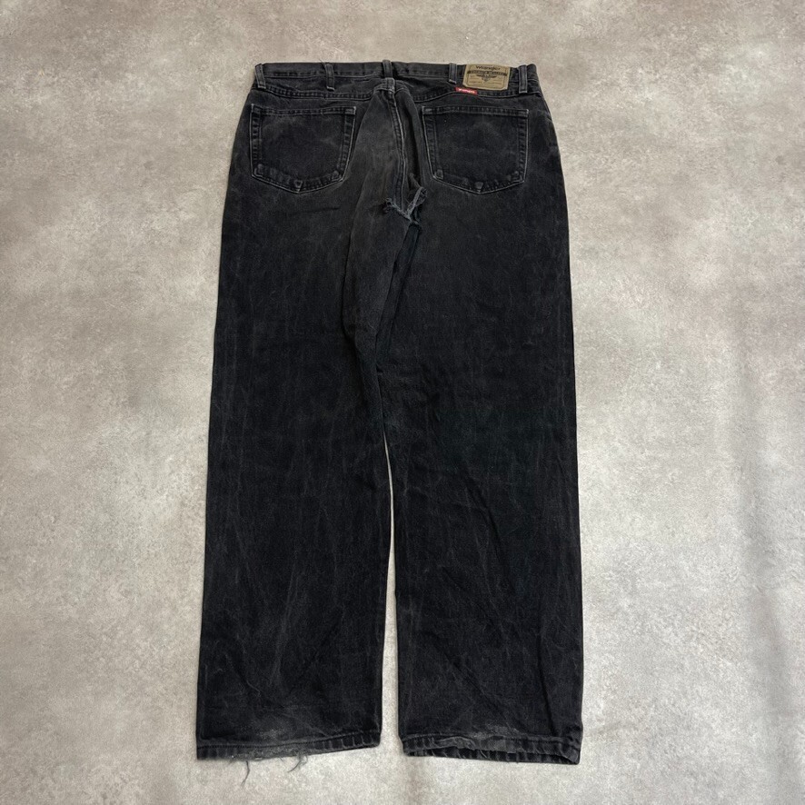Wrangler Carpenter Jeans Mens 36” Baggy Fit Denim Workwear Pants, Black image 2