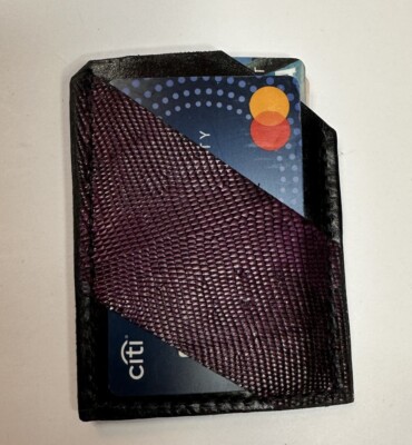 Genuine Iguana Skin Leather Minimalist Wallet Hand Made Pink And Black
