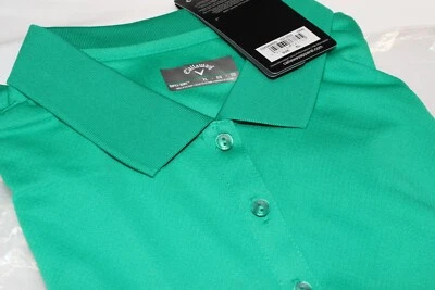 Callaway Golf Damen ärmelloses Poloshirt 4 Knöpfe Smaragd Golf Grün Waffel XL
