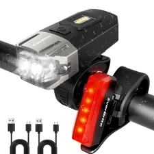 EverBrite Rechargeable Bike Lights Bicycle Light 5+4 Lighting Modes Front & Rear