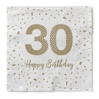 "Serviette \"Happy Birthday - 30\" Aus Tissue 33 X 33 Cm, 20 StüCk"