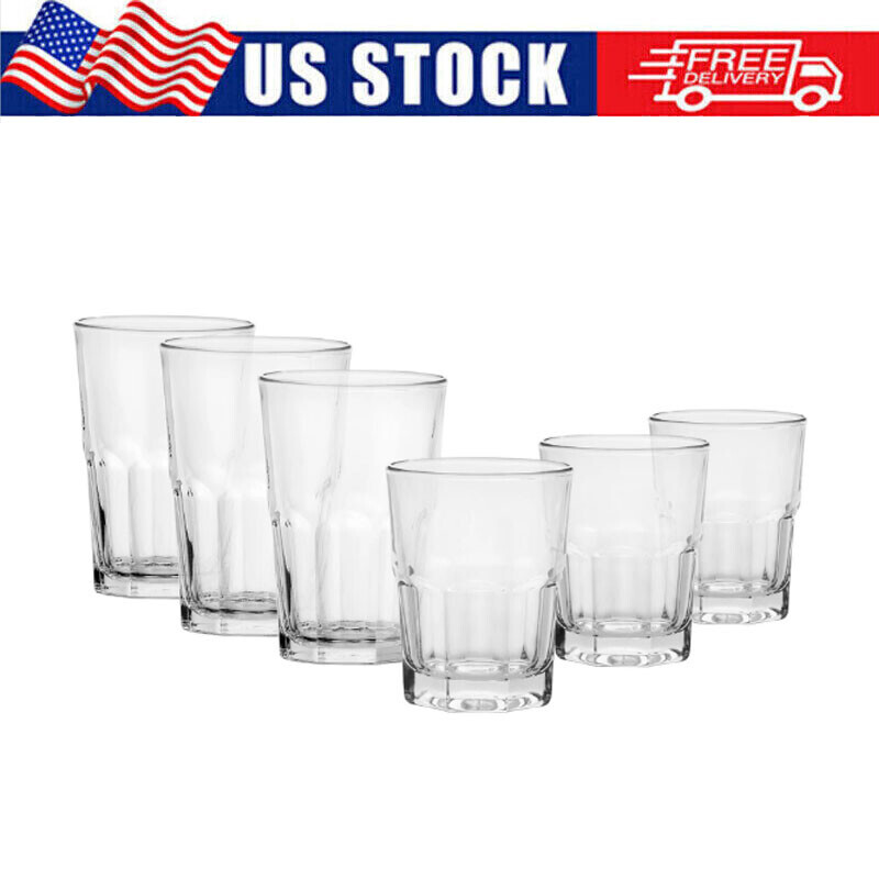 12 Pieces Clear Crossplains Drinkware Set 6.1-oz Glasses 9.8-oz Glasses New