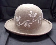 Vintage Liz Claiborne Brown Embroidered Hat. Bucket Style. Wool.