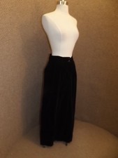 Elegant Vtg Jet Black Velvet Long Length Maxi Skirt 21.5" Hem Slit, 28" Waist