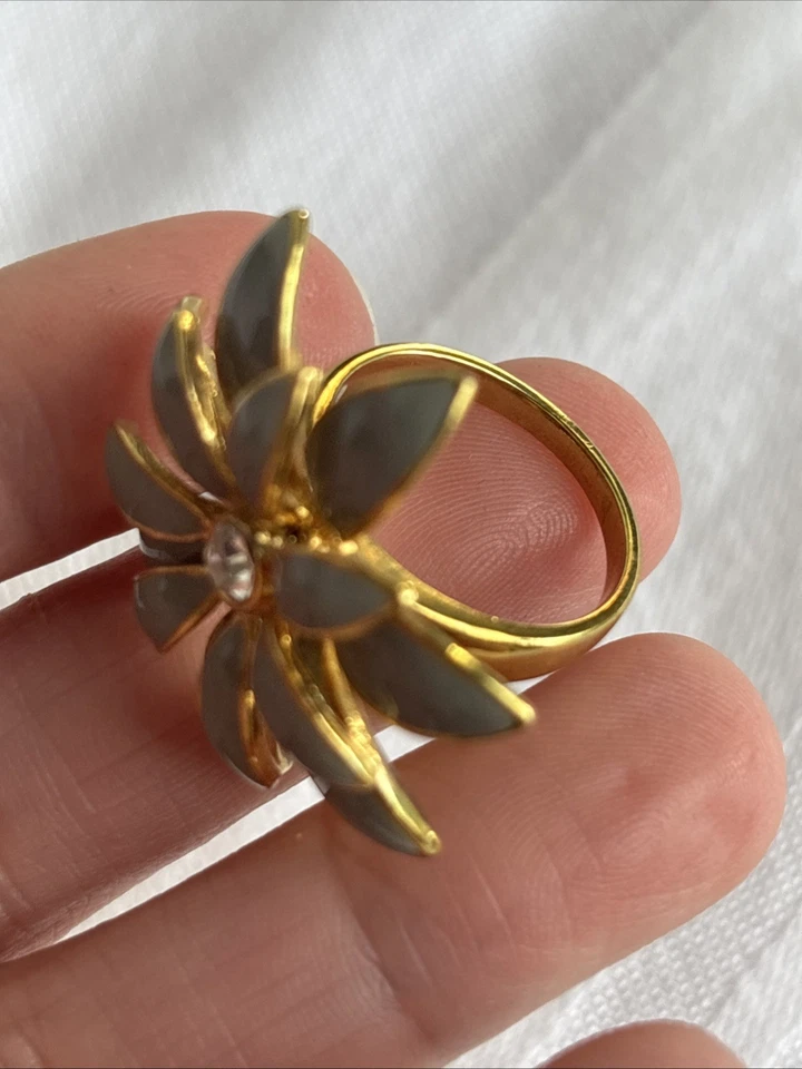 HSN FYG Paula Abdul He Loves Me, I Love Me More Gris ESMALTE Anillo Centro CRISTAL Foto 4 de 4