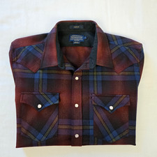 Pendleton Canyon Shirt Wool Pearl Snap Flannel High Grade Western Wear Mens L