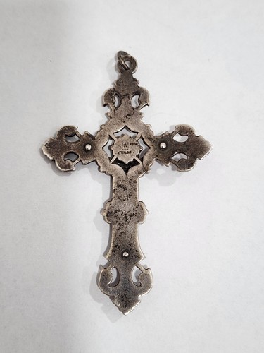 Vintage Antique Sterling Silver Cross Religious Pendant - Picture 6 of 9
