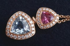 Kette mit Anhänger Bucherer 750 Rose Gold Aquamarin rosa Turmalin Brillanten