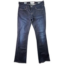 Lucky Brand Lolita Boot White Oak Cone Denim Jeans Made in USA 4/27 Dark Blue