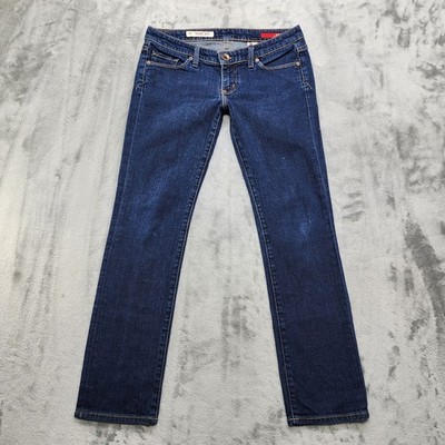Express X2 Jeans Womens 6 SHORT Blue Skinny W01 Ultra Low Rise Dark Wash Stretch