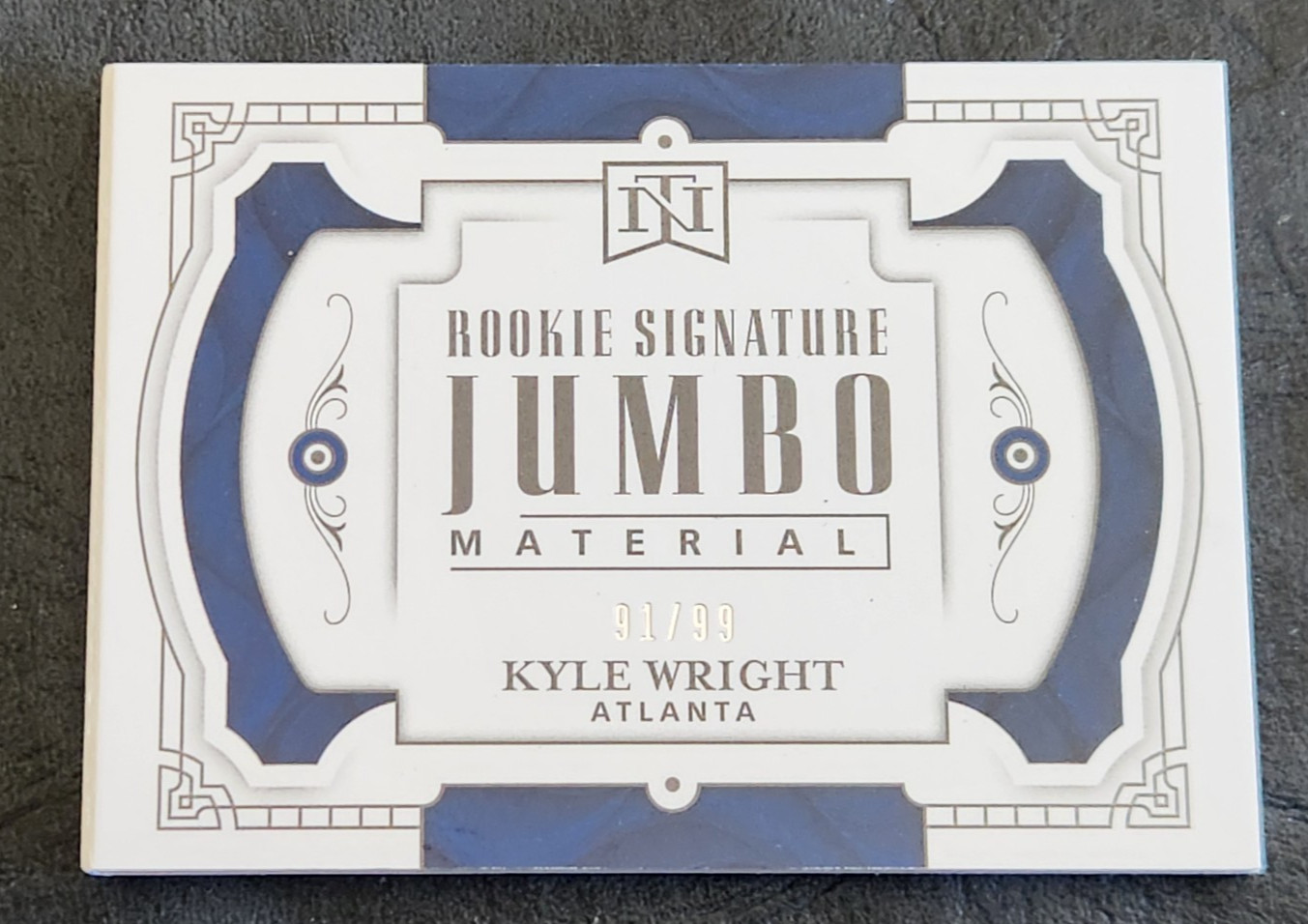 2019 National Treasures Kyle Wright RC Signature Jumbo Patch Auto Booklet #91/99