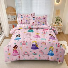 Kids Girls Magical Princess Comforter Set, Full Size, Pink