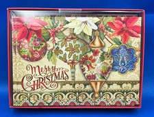 Punch Studio 22858 Box of 15 Christmas Cards Vintage Ornaments & Floral NEW